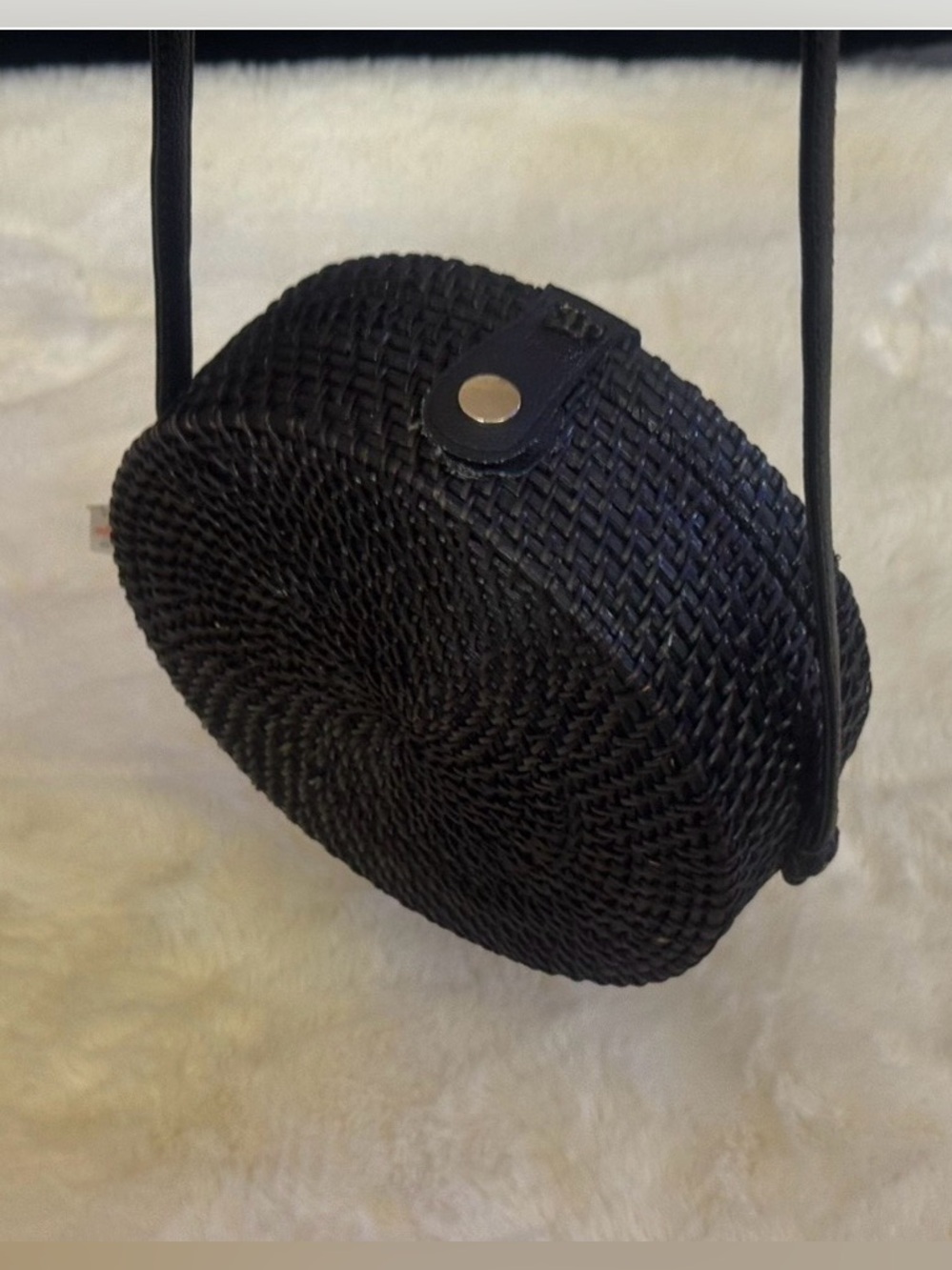le chateau brand new Black Woven Round Crossbody Bag